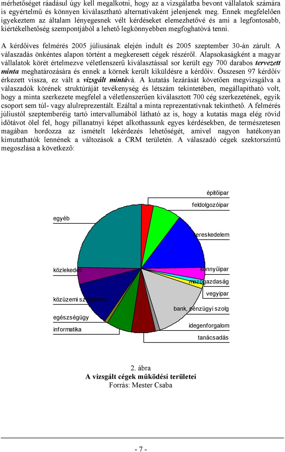 A kérdőíves felmérés 2005 júliusának elején indult és 2005 szeptember 30-án zárult. A válaszadás önkéntes alapon történt a megkeresett cégek részéről.