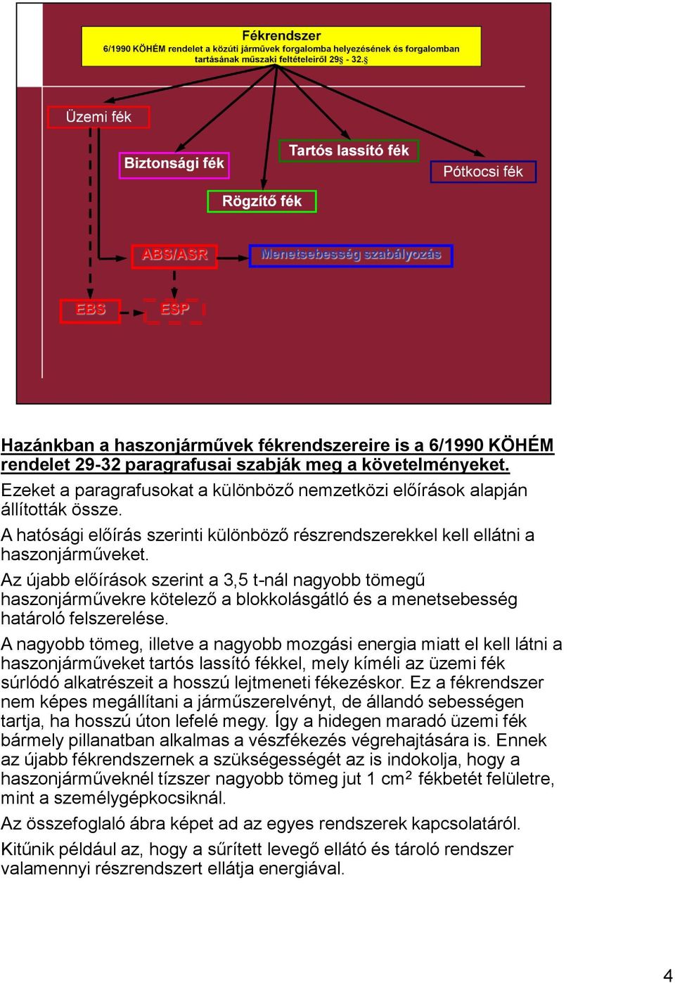 Az újabb előírások szerint a 3,5 t-nál nagyobb tömegű haszonjárművekre kötelező a blokkolásgátló és a menetsebesség határoló felszerelése.