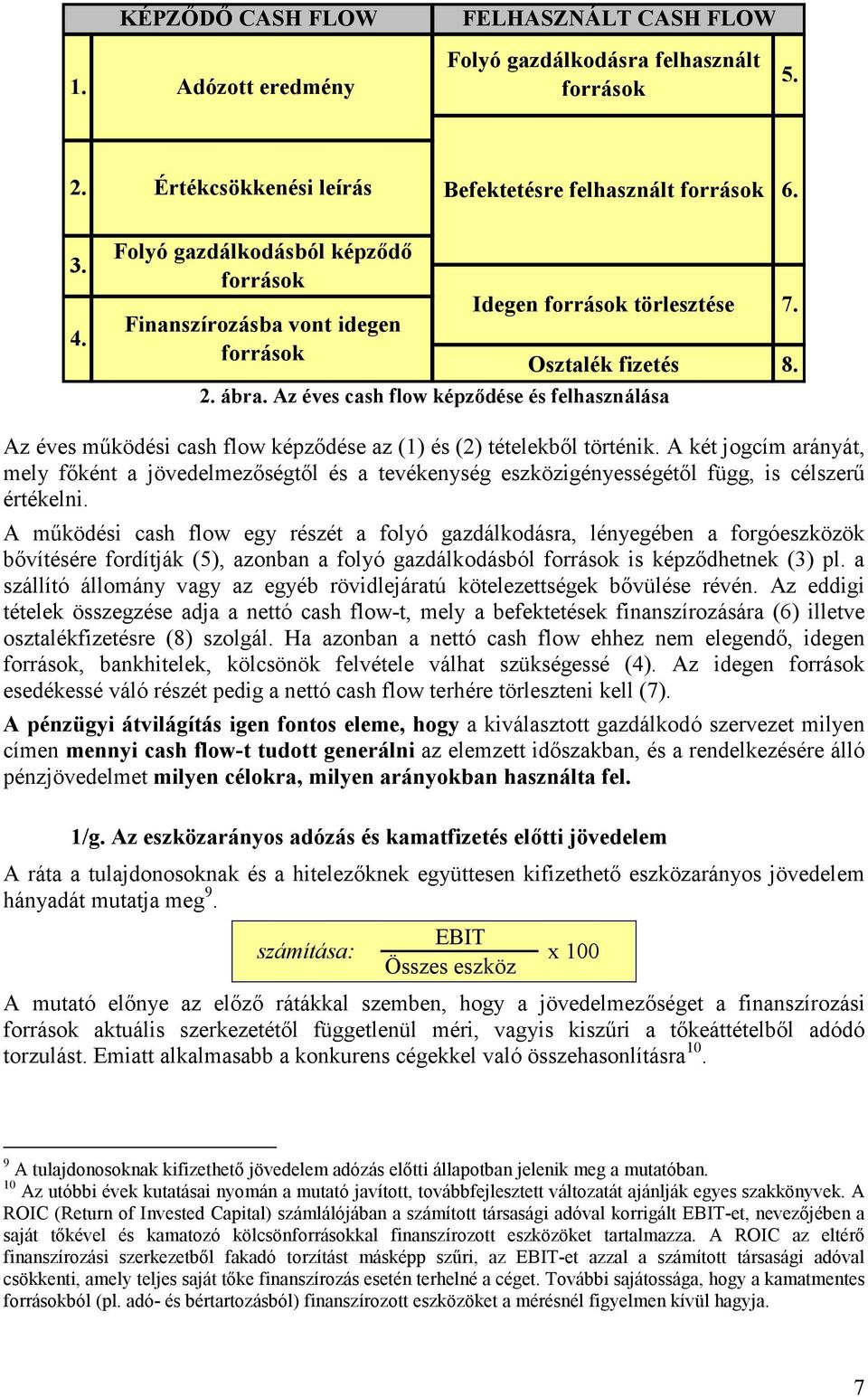 Az éves cash flow képződése és felhasználása Az éves működési cash flow képződése az (1) és (2) tételekből történik.