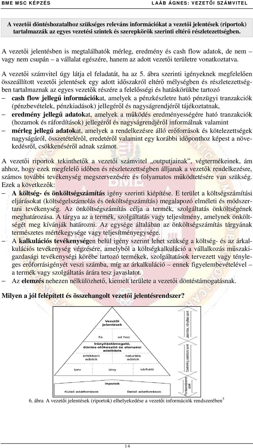 A vezetıi számvitel úgy látja el feladatát, ha az 5.