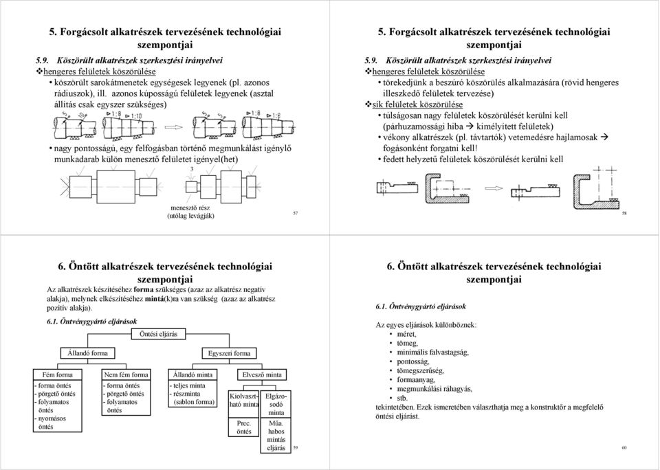 azonos kúposságú felületek legyenek (asztal állítás csak egyszer szükséges) nagy pontosságú, egy felfogásban történő megmunkálást igénylő munkadarab külön menesztő felületet igényel(het) 3 5.