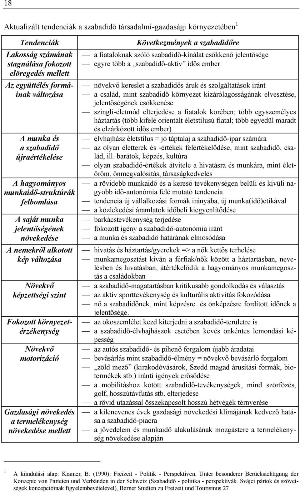 motorizáció Gazdasági növekedés a termelékenység növekedése mellett Következmények a szabadidőre a fiataloknak szóló szabadidő-kínálat csökkenő jelentősége egyre több a szabadidő-aktív idős ember