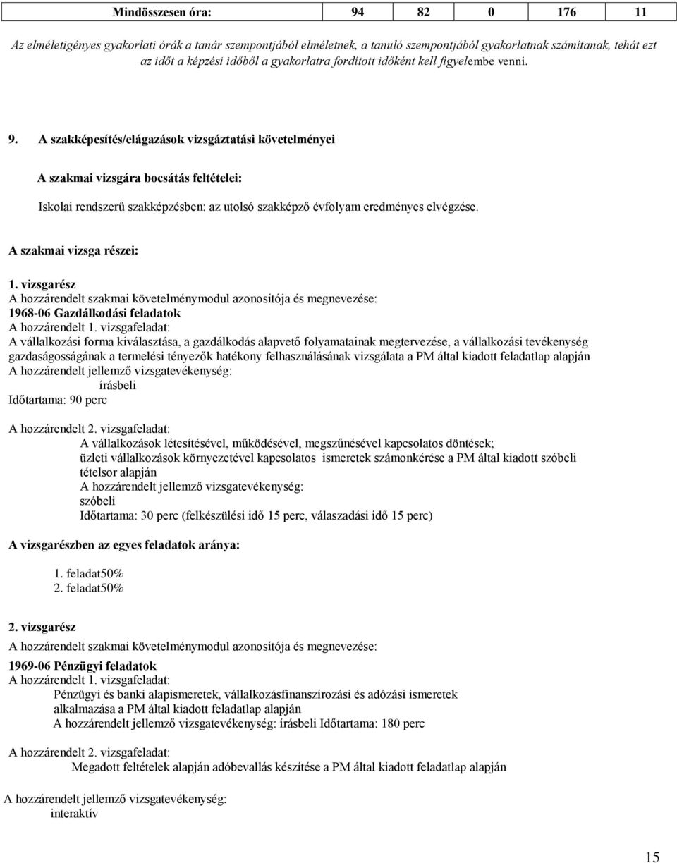 A szakképesítés/elágazások vizsgáztatási követelményei A szakmai vizsgára bocsátás feltételei: Iskolai rendszerű szakképzésben: az utolsó szakképző évfolyam eredményes elvégzése.