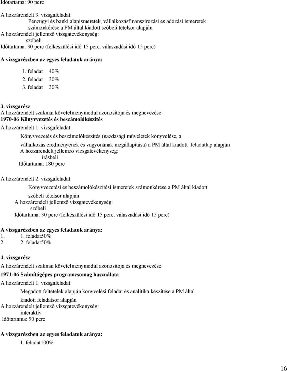 szóbeli Időtartama: 30 perc (felkészülési idő 15 perc, válaszadási idő 15 perc) A vizsgarészben az egyes feladatok aránya: 1. feladat 40% 2. feladat 30% 3.