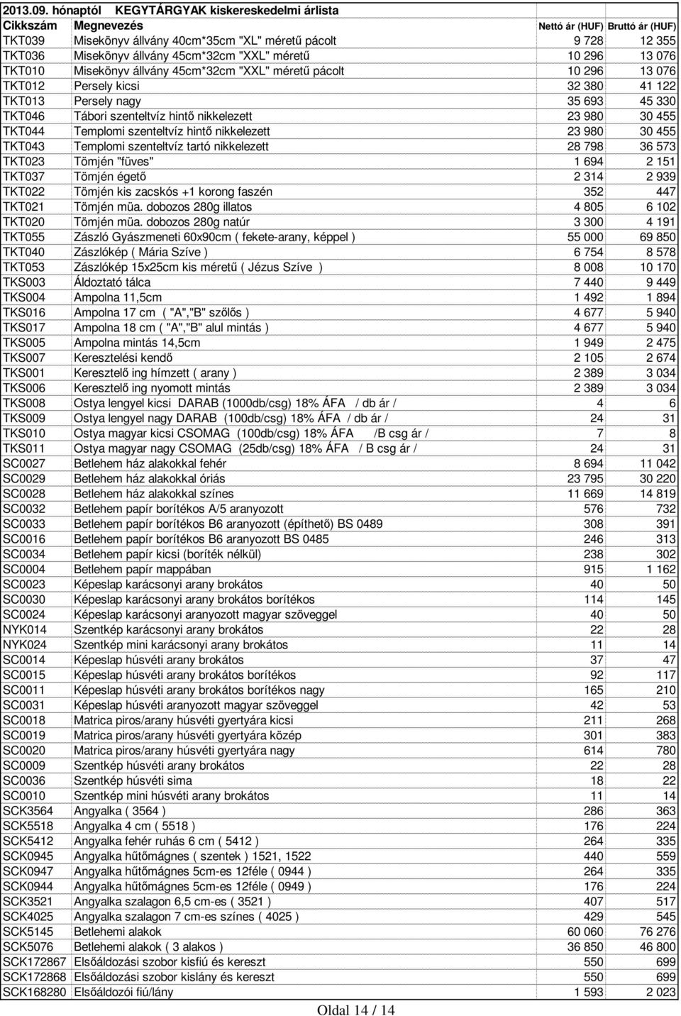 Templomi szenteltvíz tartó nikkelezett 28 798 36 573 TKT023 Tömjén "füves" 1 694 2 151 TKT037 Tömjén égető 2 314 2 939 TKT022 Tömjén kis zacskós +1 korong faszén 352 447 TKT021 Tömjén müa.