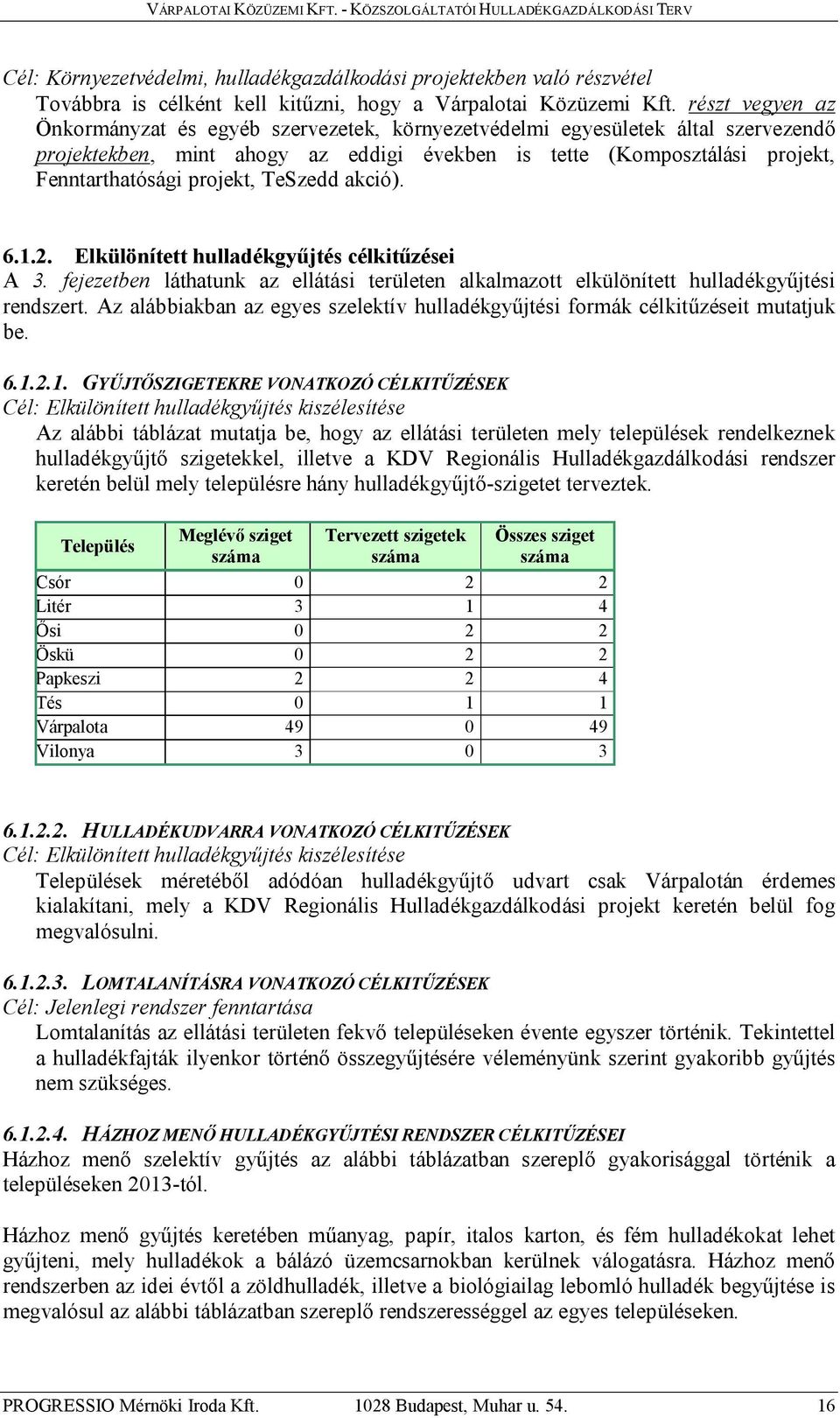 TeSzedd akció). 6.1.2. Elkülönített hulladékgyűjtés célkitűzései A 3. fejezetben láthatunk az ellátási területen alkalmazott elkülönített hulladékgyűjtési rendszert.