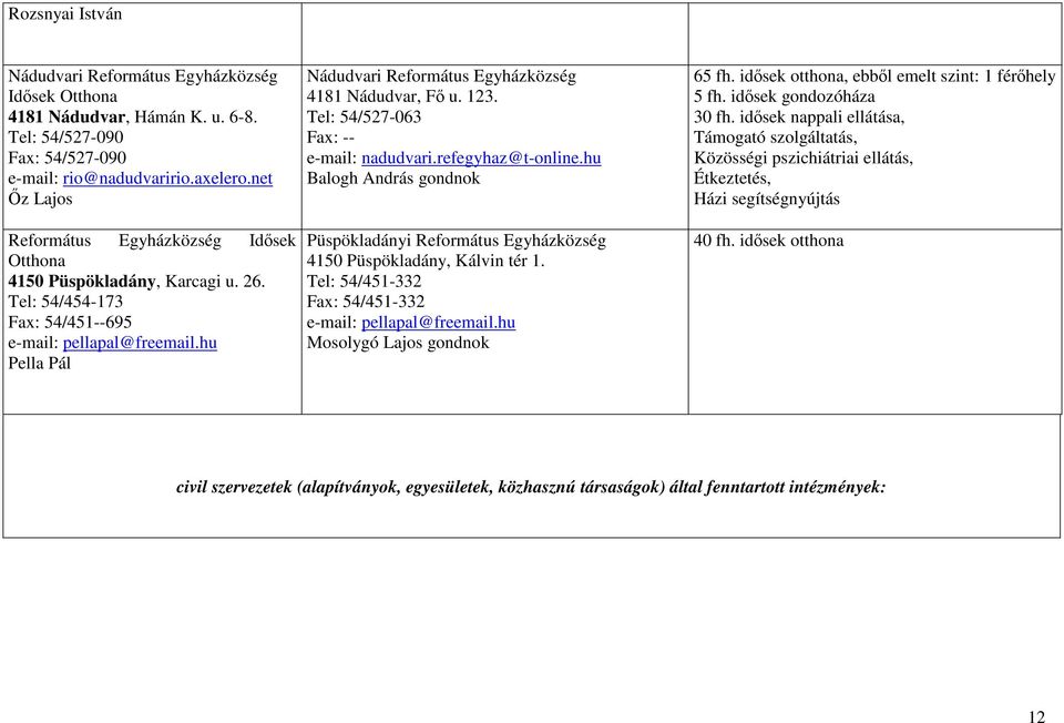 hu Pella Pál Nádudvari Református Egyházközség 4181 Nádudvar, Fı u. 123. Tel: 54/527-063 e-mail: nadudvari.refegyhaz@t-online.