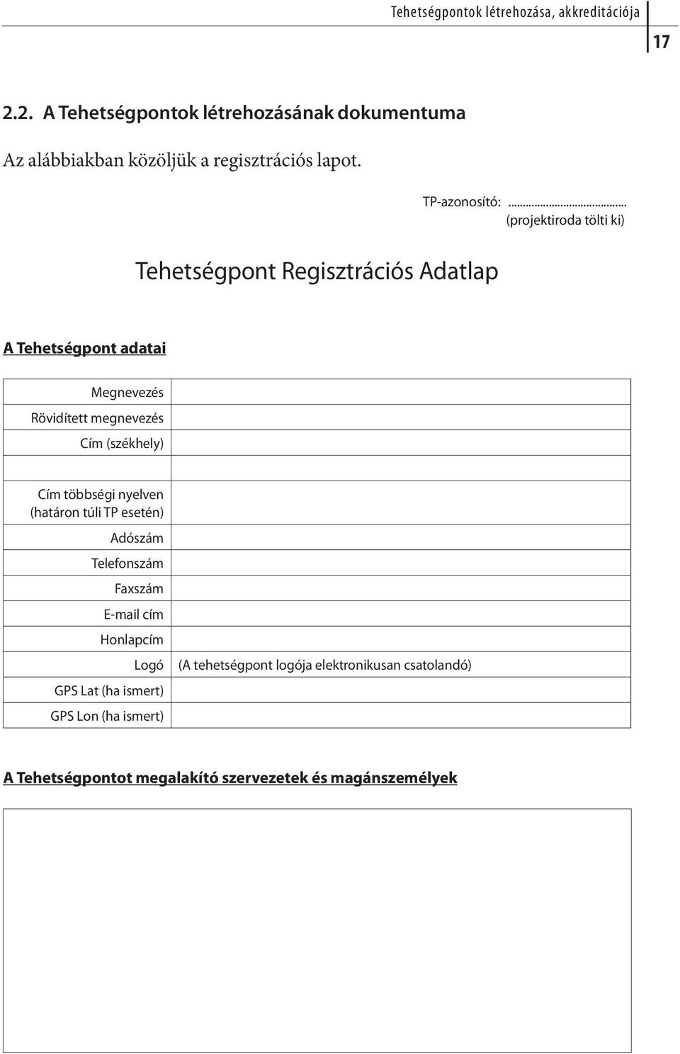 Tehetségpont Regisztrációs Adatlap TP-azonosító:.