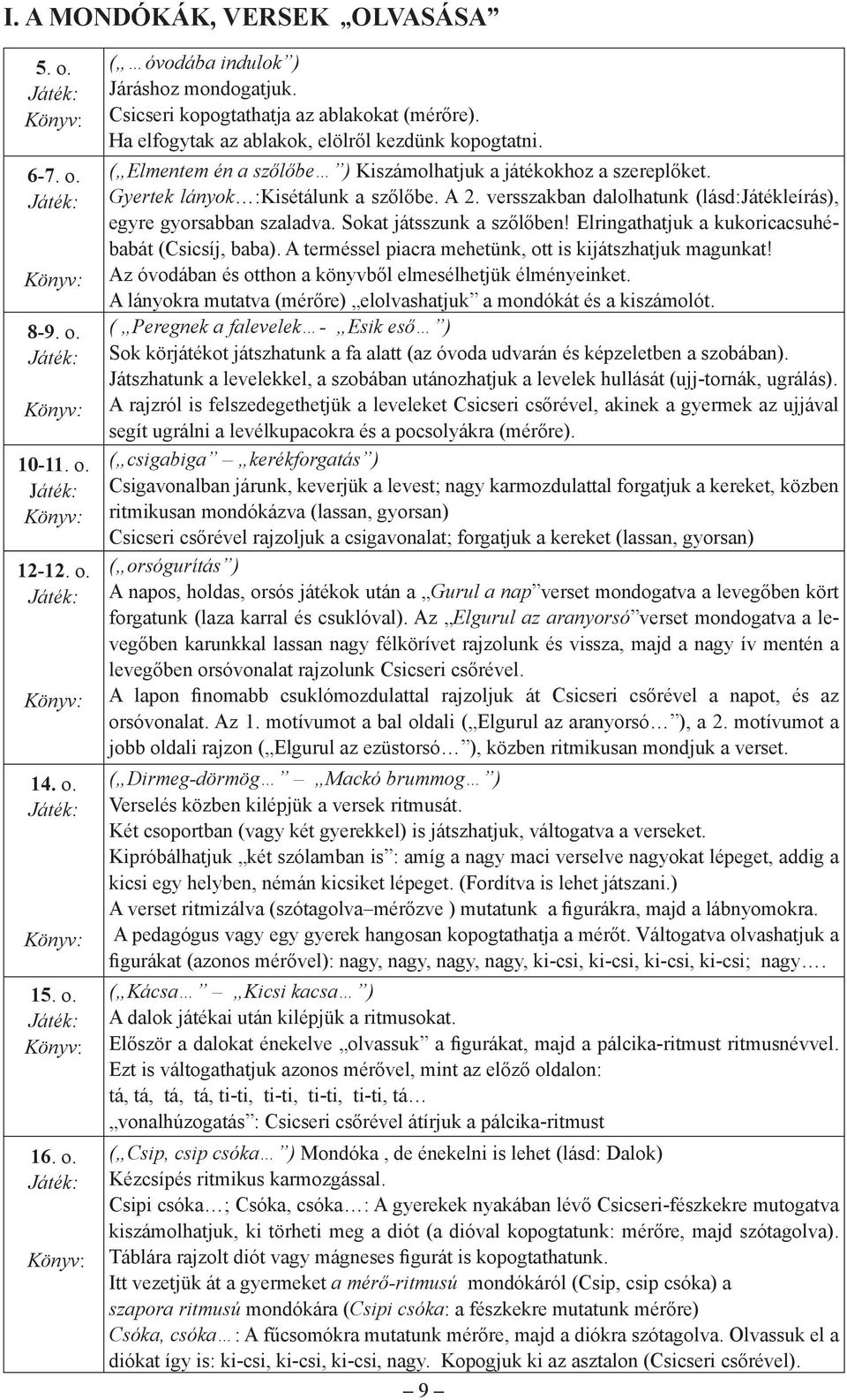 Gyertek lányok :Kisétálunk a szőlőbe. A 2. versszakban dalolhatunk (lásd:játékleírás), egyre gyorsabban szaladva. Sokat játsszunk a szőlőben! Elringathatjuk a kukoricacsuhébabát (Csicsíj, baba).