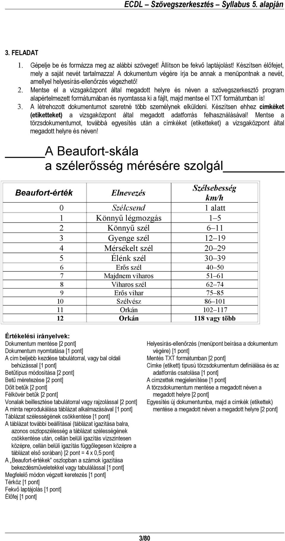 Mentse el a vizsgaközpont által megadott helyre és néven a szövegszerkesztő program alapértelmezett formátumában és nyomtassa ki a fájlt, majd mentse el TXT formátumban is! 3.