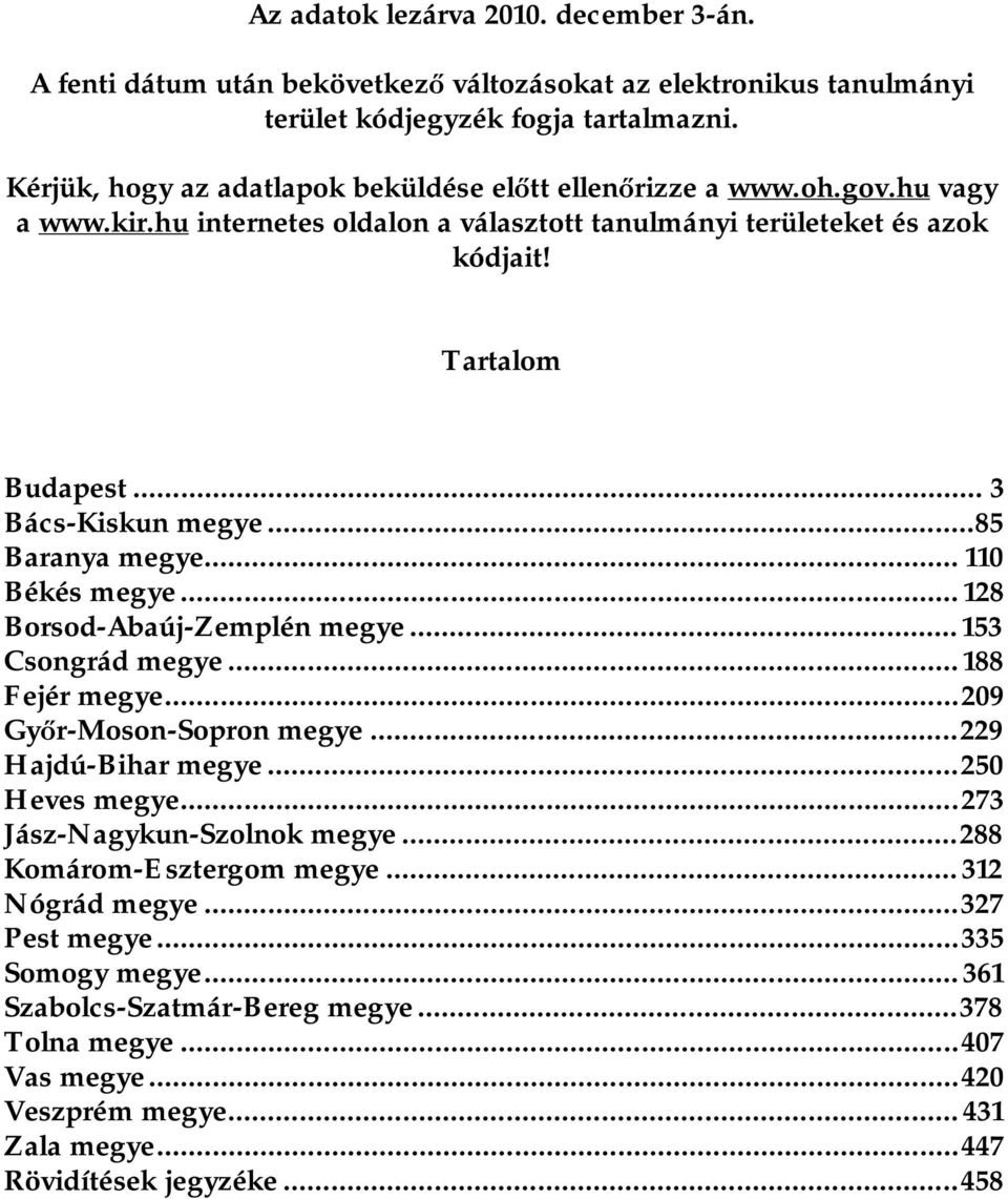 ..85 Baranya megye... 110 Békés megye... 128 Borsod-Abaúj-Zemplén megye... 153 Csongrád megye... 188 Fejér megye... 209 Győr-Moson-Sopron megye... 229 Hajdú-Bihar megye... 250 Heves megye.