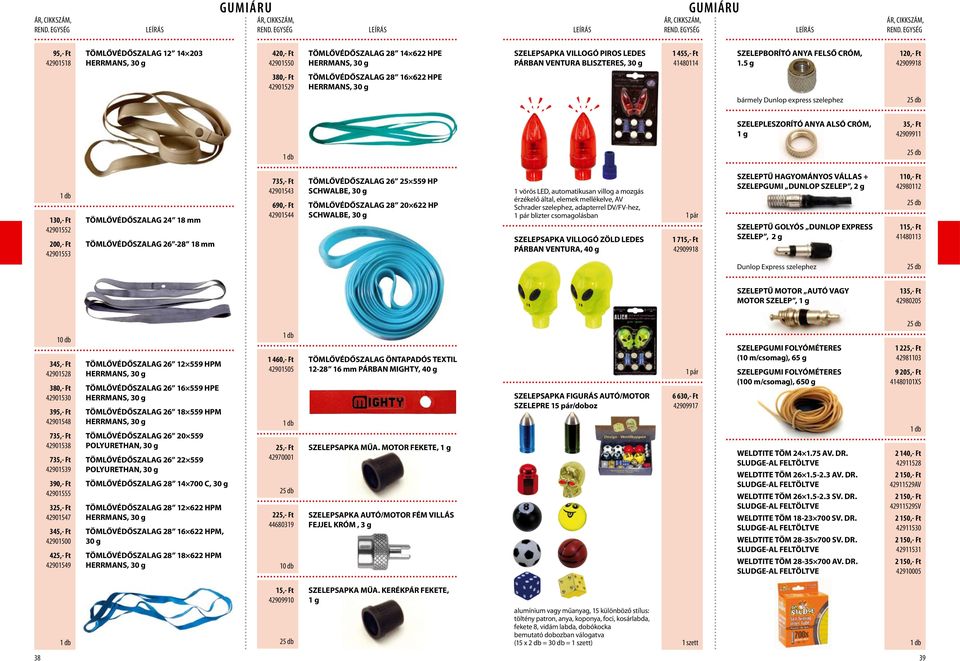 5 g 120,- Ft 42909918 380,- Ft 42901529 TÖMLŐVÉDŐSZALAG 28 16 622 HPE HERRMANS, 30 g bármely Dunlop express szelephez 25 db SZELEPLESZORÍTÓ ANYA ALSÓ CRÓM, 1 g 35,- Ft 42909911 25 db 130,- Ft
