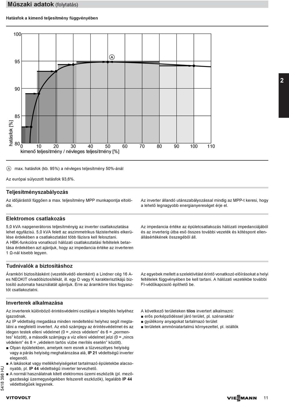 Elektromos csatlakozás 5,0 kva napgenerátoros teljesítményig az inverter csatlakoztatása lehet egyfázisú.