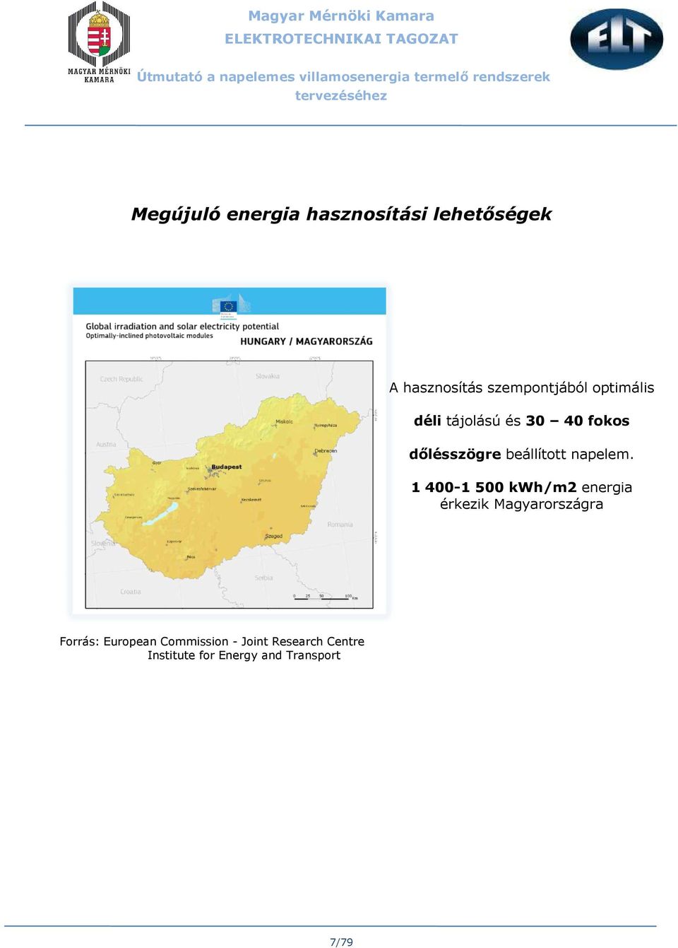 1 400-1 500 kwh/m2 energia érkezik Magyarországra Forrás: European