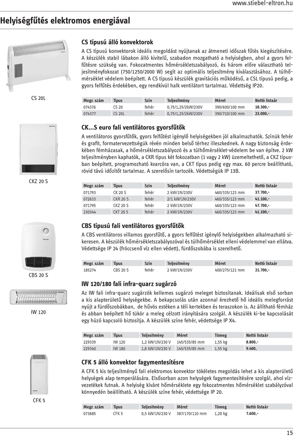 Fokozatmentes hőmérsék letszabályozó, és három előre választható telje sít ményfokozat (750/1250/2000 W) segít az optimális teljesítmény kiválasztásához. A túl hőmérséklet védelem be épített.