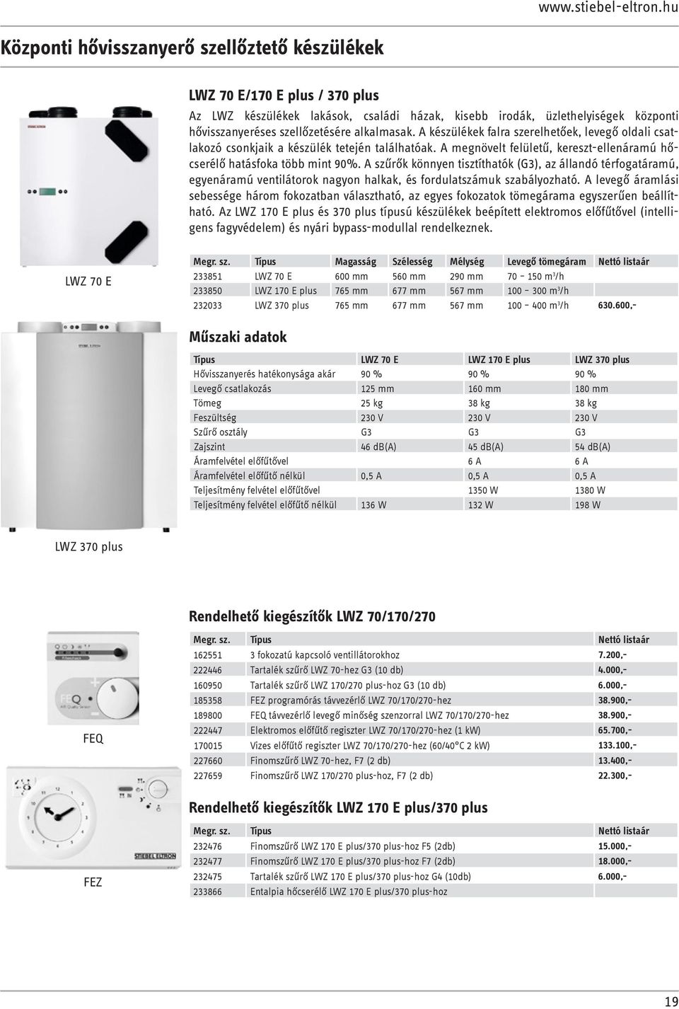 alkalmasak. A készülékek falra szerelhetőek, levegő oldali csatlakozó csonkjaik a készülék tetején találhatóak. A megnövelt felületű, kereszt-ellenáramú hőcserélő hatásfoka több mint 90%.