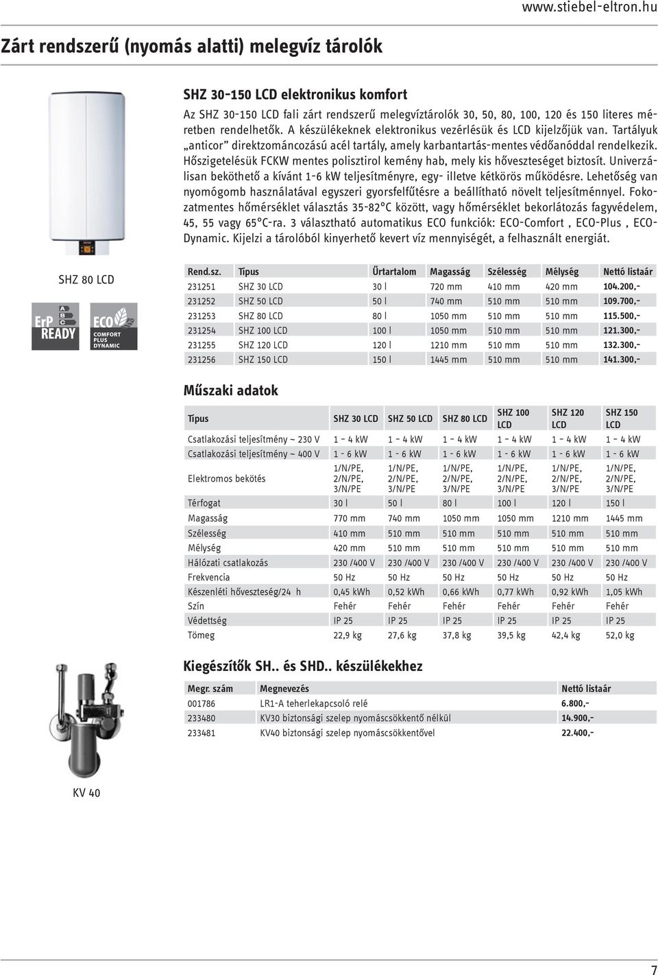 A készülékeknek elektronikus vezérlésük és LCD kijelzőjük van. Tartályuk anticor direktzománcozású acél tartály, amely karbantartás-mentes védőanóddal rendelkezik.