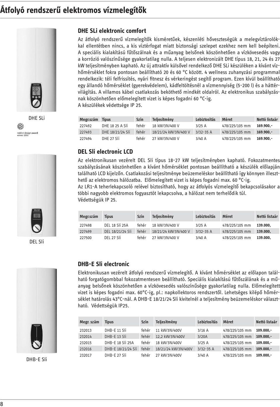 A teljesen elektronizált DHE típus 18, 21, 24 és 27 kw teljesítményben kapható.