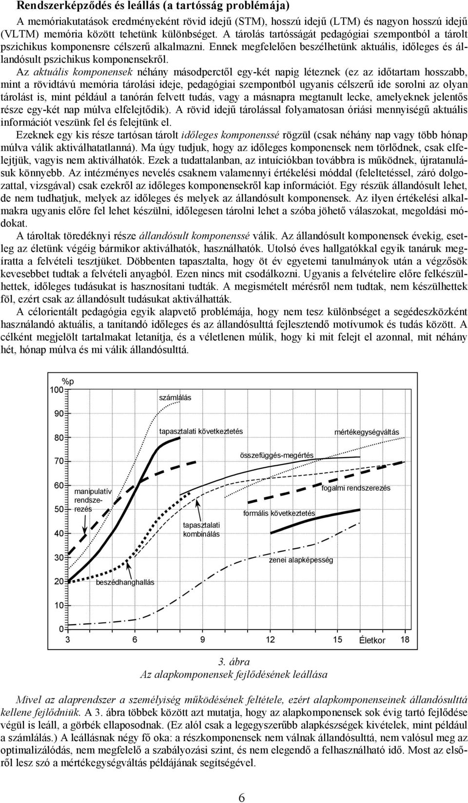 Az aktuális komponensek néhány másodperctől egy-két napig léteznek (ez az időtartam hosszabb, mint a rövidtávú memória tárolási ideje, pedagógiai szempontból ugyanis célszerű ide sorolni az olyan