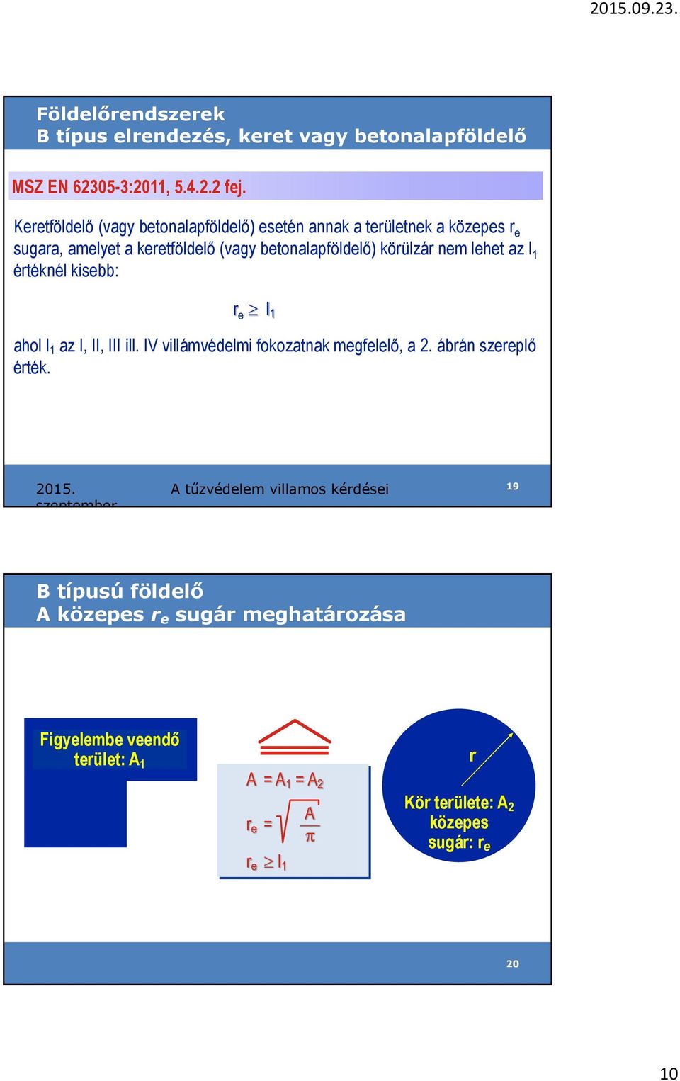 lehet az l 1 értéknél kisebb: r e l 1 ahol l 1 az I, II, III ill. IV villámvédelmi fokozatnak megfelelő, a 2. ábrán szereplő érték. 2015.