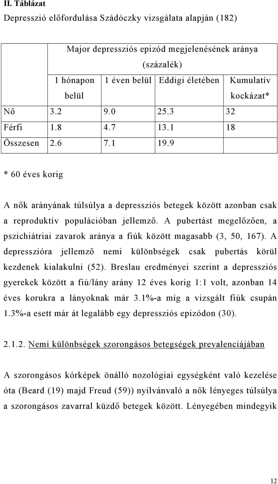 A pubertást megelőzően, a pszichiátriai zavarok aránya a fiúk között magasabb (3, 50, 167). A depresszióra jellemző nemi különbségek csak pubertás körül kezdenek kialakulni (52).