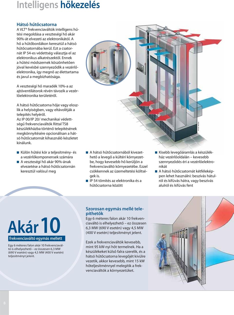 Ennek a hűtési módszernek köszönhetően jóval kevésbé szennyeződik a vezérlőelektronika, így megnő az élettartama és javul a megbízhatósága.