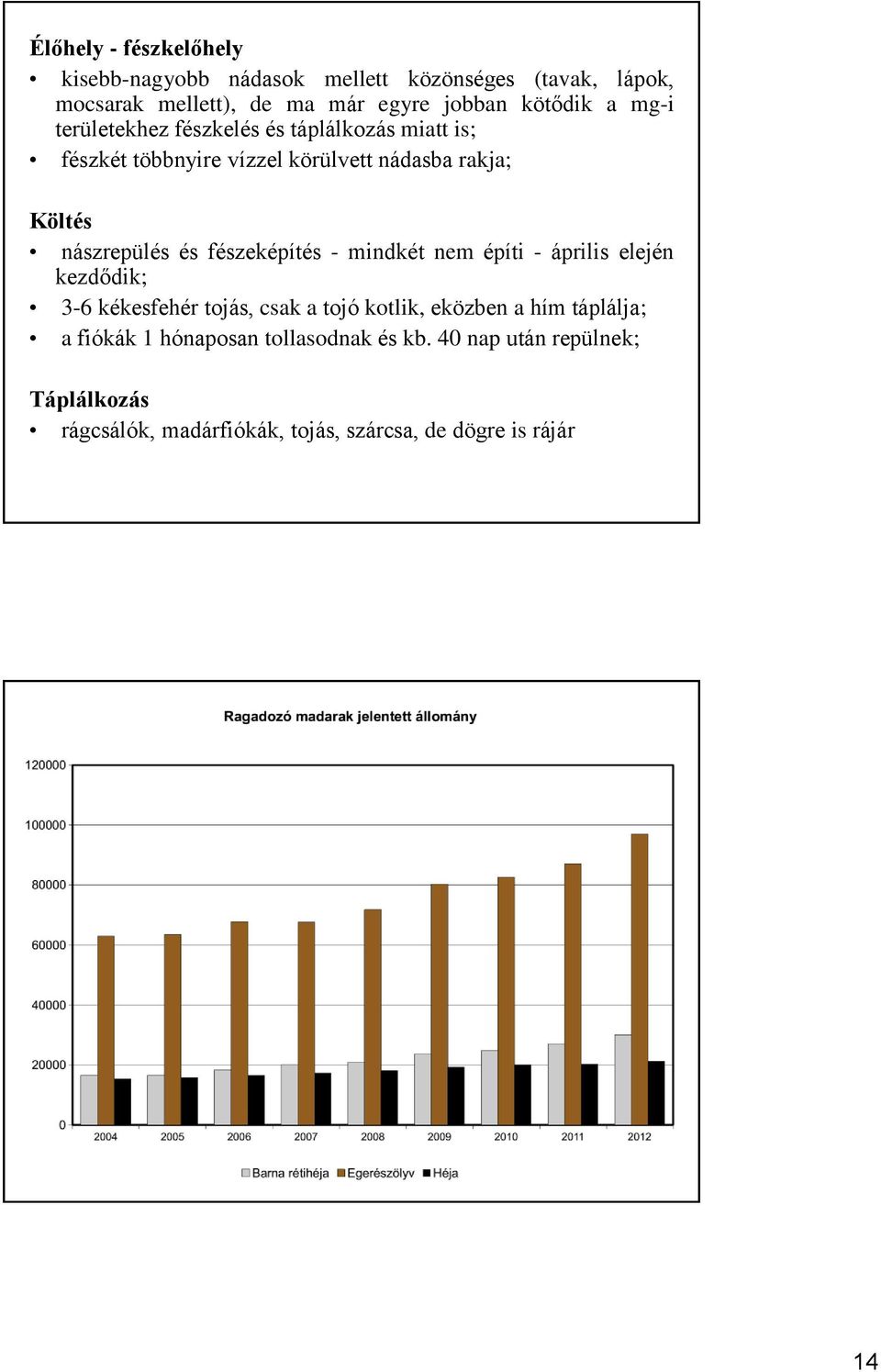 fészeképítés - mindkét nem építi - április elején kezdődik; 3-6 kékesfehér tojás, csak a tojó kotlik, eközben a hím táplálja; a