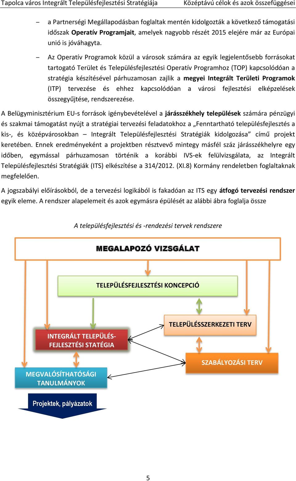 Az Operatív Programok közül a városok számára az egyik legjelentősebb forrásokat tartogató Terület és Településfejlesztési Operatív Programhoz (TOP) kapcsolódóan a stratégia készítésével párhuzamosan