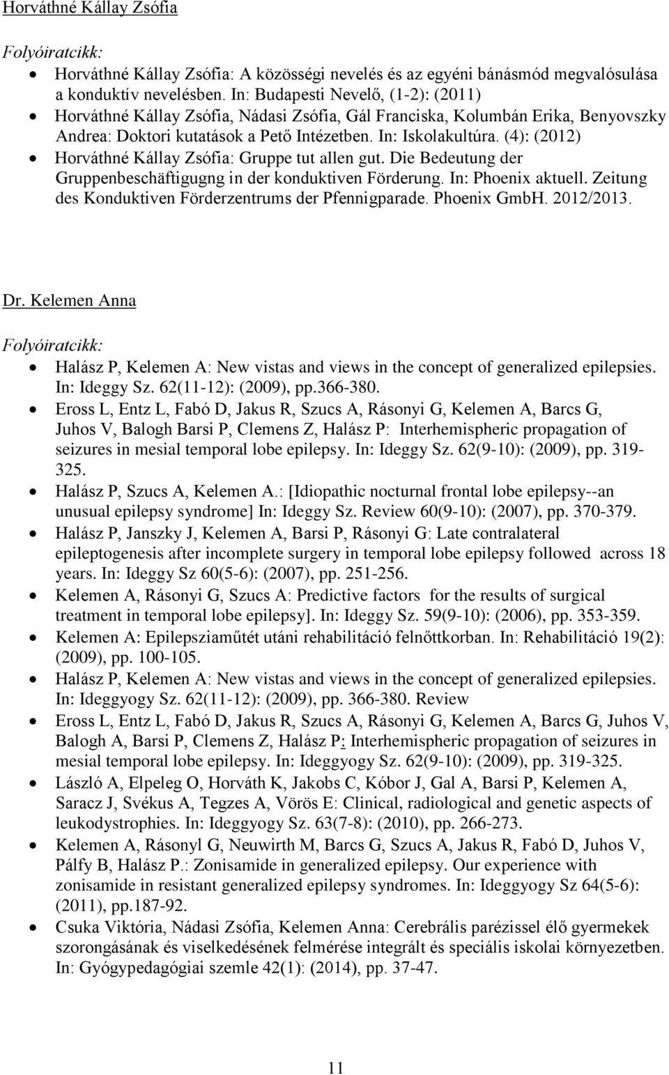 (4): (2012) Horváthné Kállay Zsófia: Gruppe tut allen gut. Die Bedeutung der Gruppenbeschäftigugng in der konduktiven Förderung. In: Phoenix aktuell.