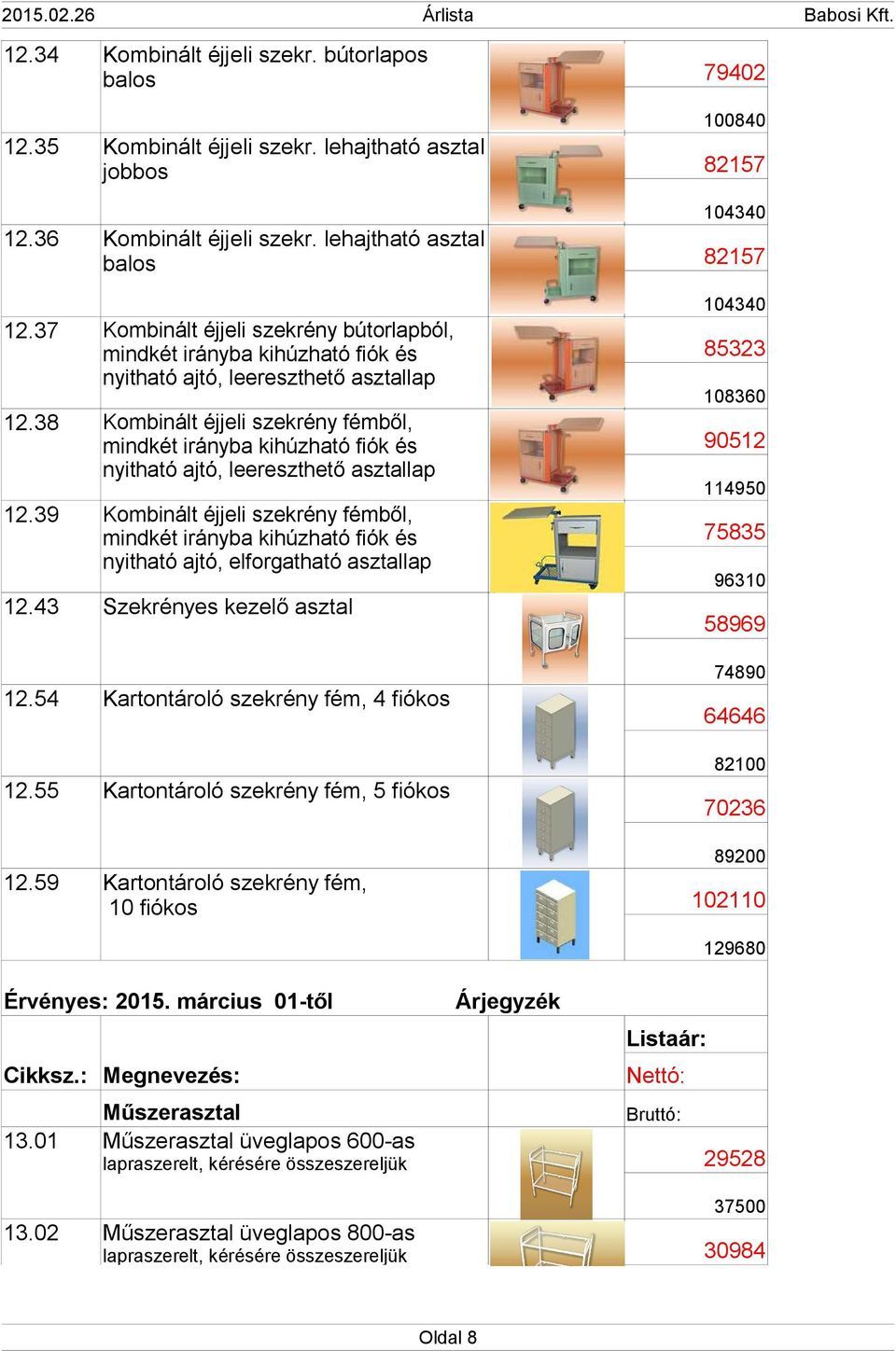 39 Kombinált éjjeli szekrény bútorlapból, mindkét irányba kihúzható fiók és nyitható ajtó, leereszthető asztallap Kombinált éjjeli szekrény fémből, mindkét irányba kihúzható fiók és nyitható ajtó,