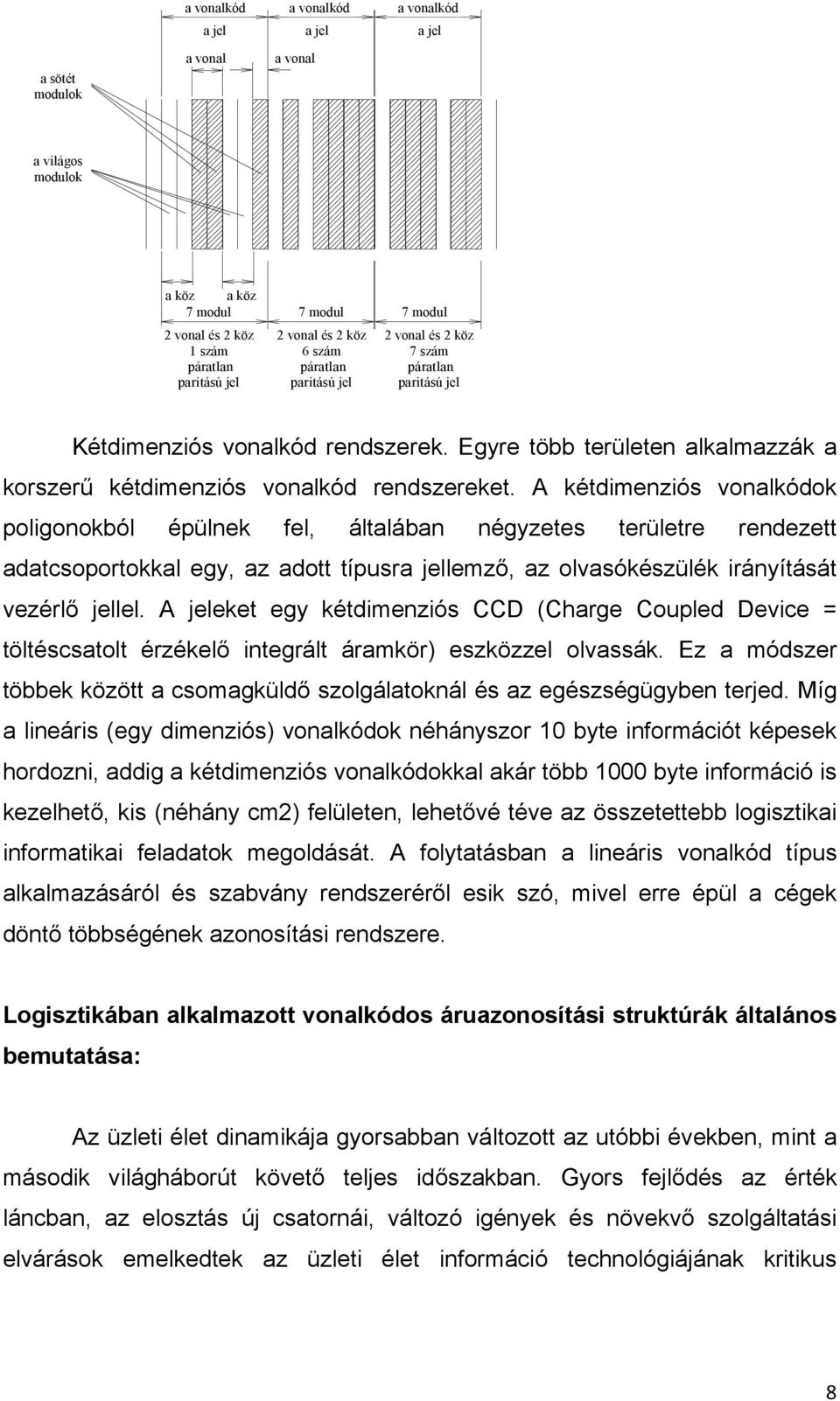 A kétdimenziós vonalkódok poligonokból épülnek fel, általában négyzetes területre rendezett adatcsoportokkal egy, az adott típusra jellemző, az olvasókészülék irányítását vezérlő jellel.