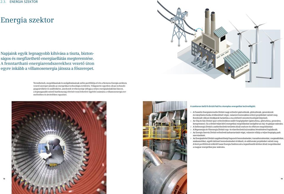 Termékeinek, megoldásainak és szolgáltatásainak széles portfóliója révén a Siemens Energia szektora vezető szerepet játszik az energetikai technológia területén.