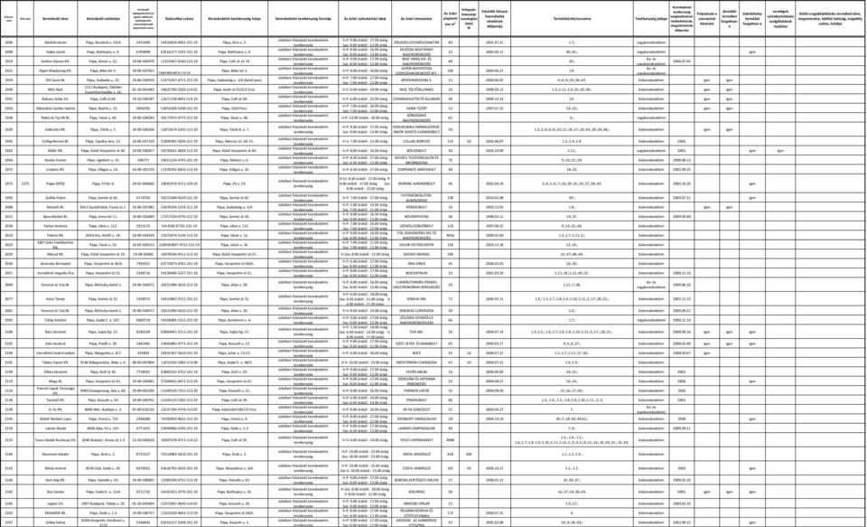 19-09-507025 Pápa, Béke tér 3. 13061809-4674-113-19 1929 Dili Sarok Bt. Pápa, Szabadás u. 22. 19-06-506918 21473267-4711-212-19 Pápa, Szabadság u.