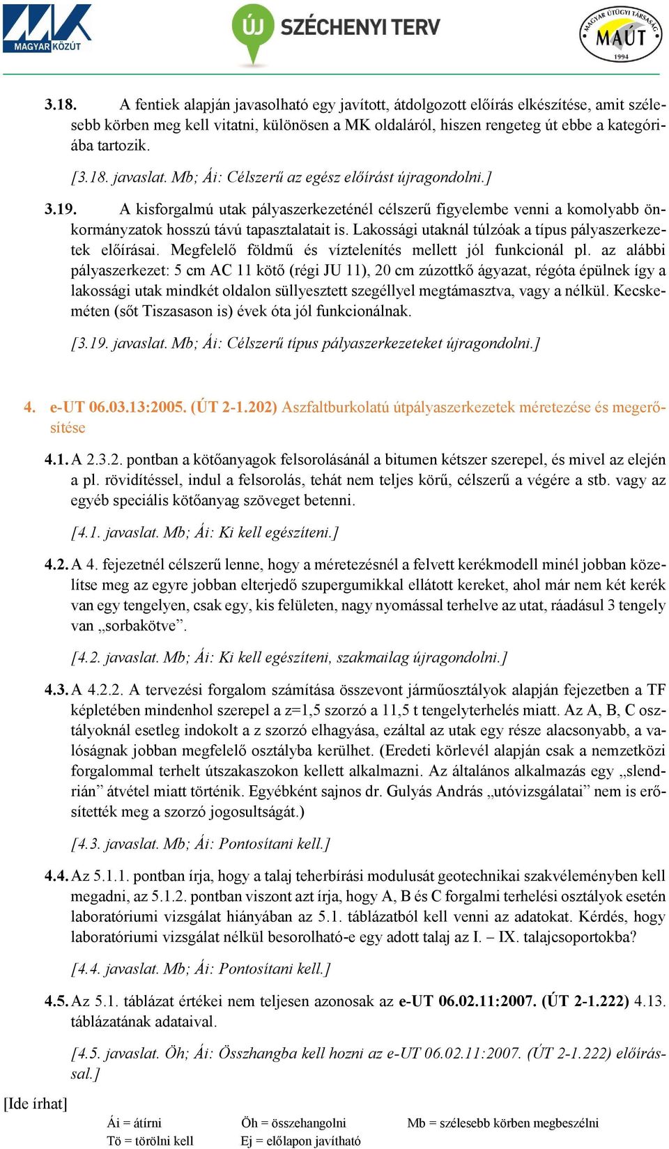 Lakossági utaknál túlzóak a típus pályaszerkezetek előírásai. Megfelelő földmű és víztelenítés mellett jól funkcionál pl.