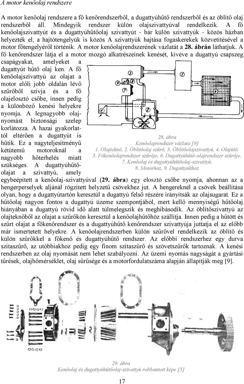 főtengelyéről történik. A motor kenőolajrendszerének vázlatát a 28. ábrán láthatjuk.