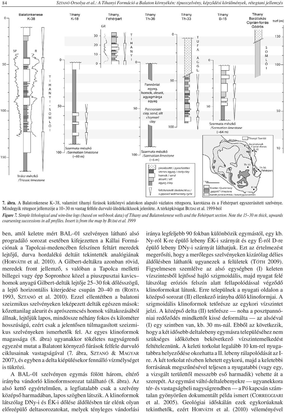 Mindegyik rétegsor jellemzője a 10 30 m vastag felfele durvuló üledékciklusok jelenléte. A térképkivágat BUDAI et al. 1999-ból Figure 7.