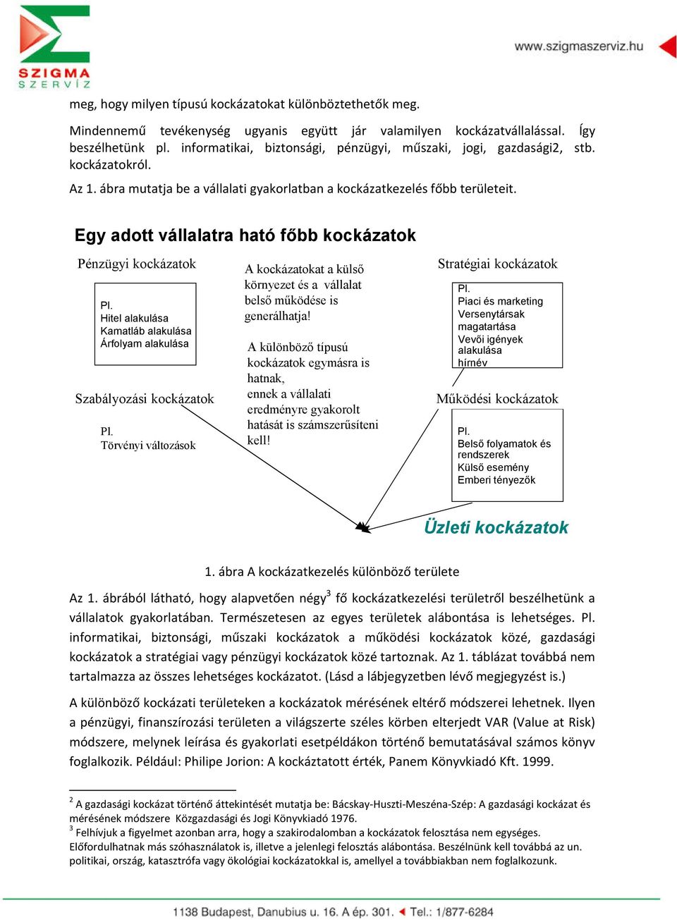 Egy adott vállalatra ható főbb kockázatok típusai Pénzügyi kockázatok Pl. Hitel alakulása Kamatláb alakulása Árfolyam alakulása Szabályozási kockázatok Pl.