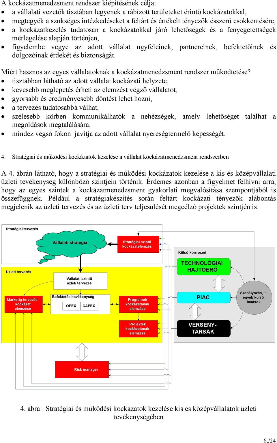 partnereinek, befektetıinek és dolgozóinak érdekét és biztonságát. Miért hasznos az egyes vállalatoknak a kockázatmenedzsment rendszer mőködtetése?