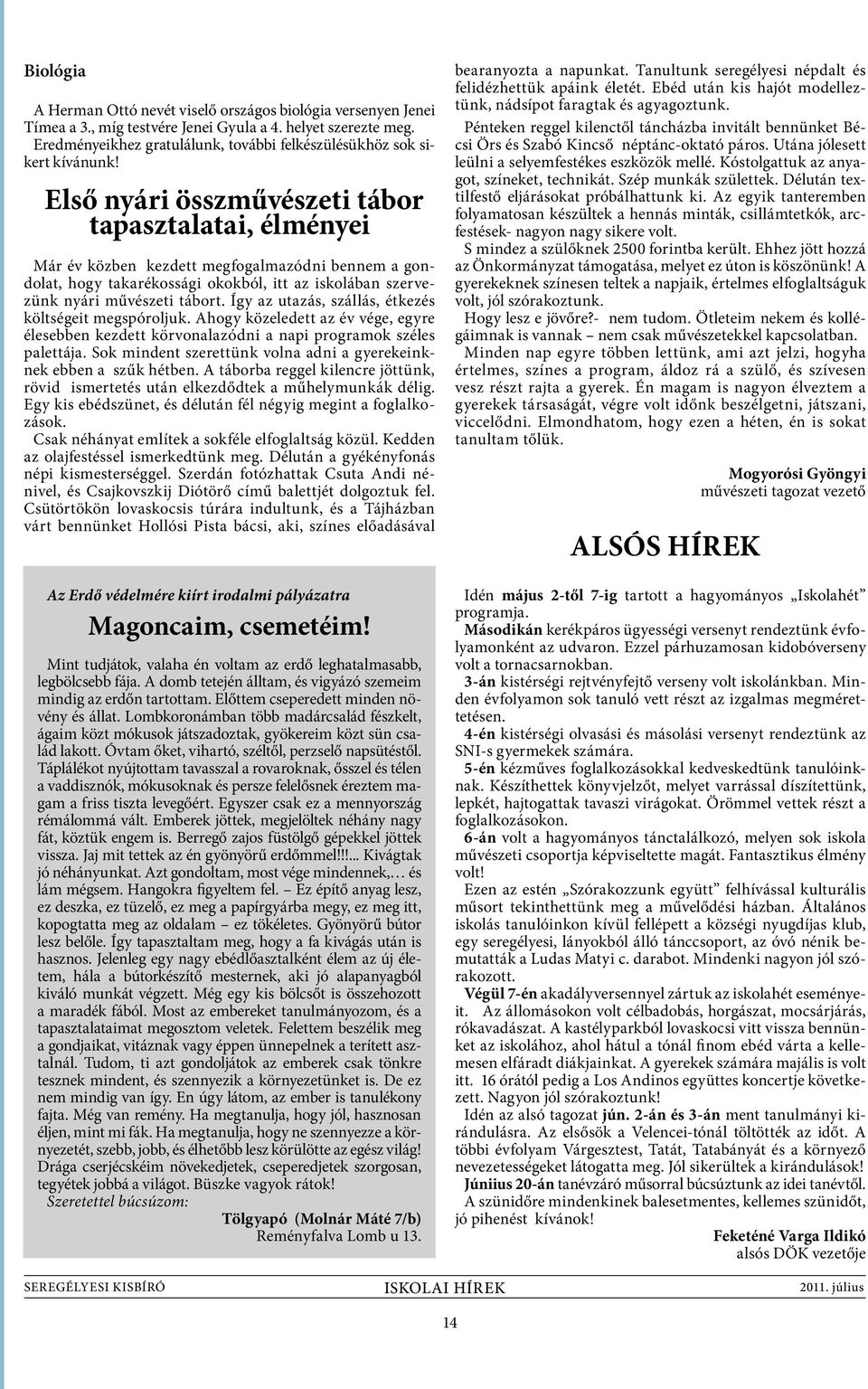 Első nyári összművészeti tábor tapasztalatai, élményei Már év közben kezdett megfogalmazódni bennem a gondolat, hogy takarékossági okokból, itt az iskolában szervezünk nyári művészeti tábort.