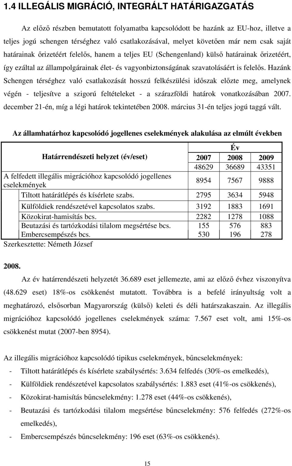 felelıs. Hazánk Schengen térséghez való csatlakozását hosszú felkészülési idıszak elızte meg, amelynek végén - teljesítve a szigorú feltételeket - a szárazföldi határok vonatkozásában 2007.