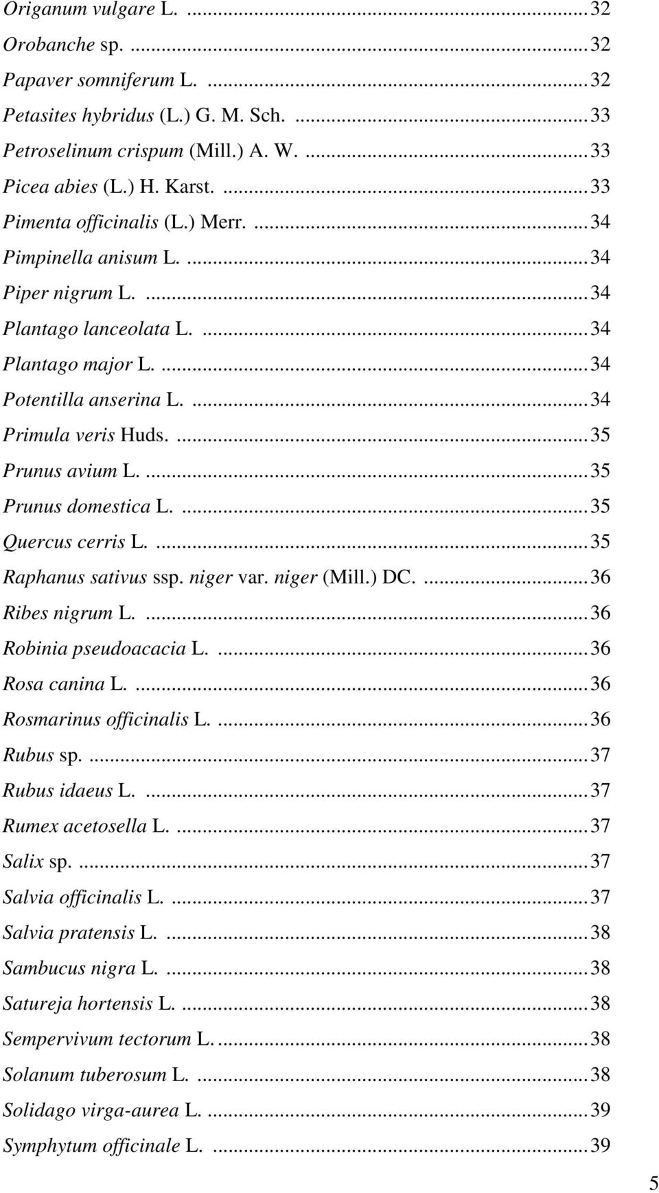 ...35 Prunus avium L....35 Prunus domestica L....35 Quercus cerris L....35 Raphanus sativus ssp. niger var. niger (Mill.) DC....36 Ribes nigrum L....36 Robinia pseudoacacia L....36 Rosa canina L.