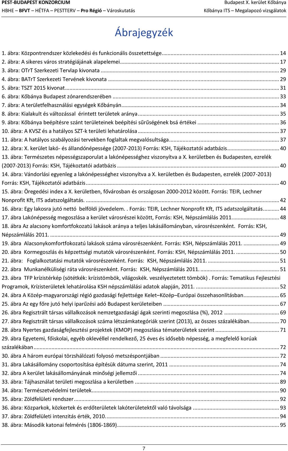 ábra: A területfelhasználási egységek Kőbányán... 34 8. ábra: Kialakult és változással érintett területek aránya... 35 9. ábra: Kőbánya beépítésre szánt területeinek beépítési sűrűségének bsá értékei.