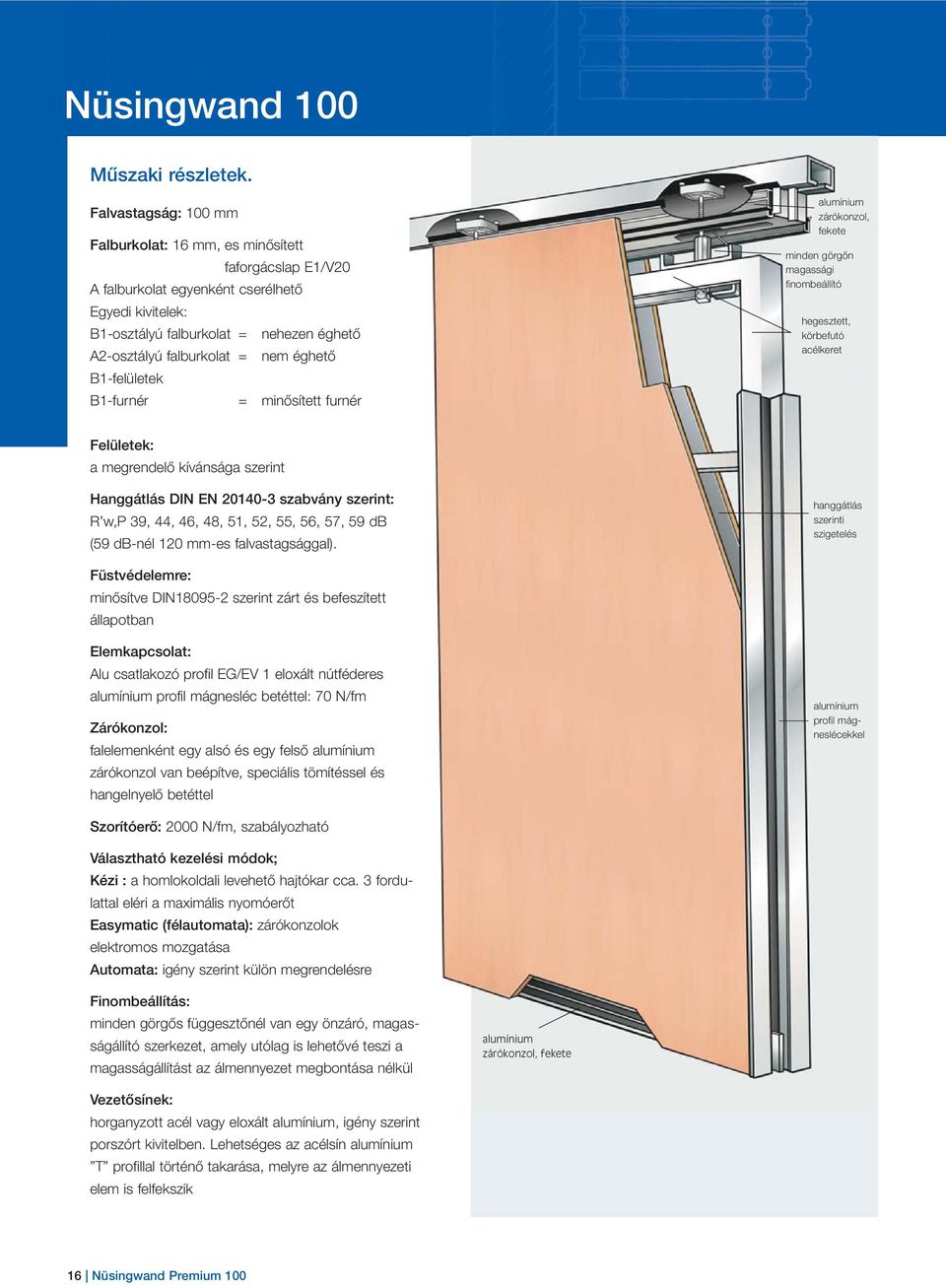 éghető B1-felületek B1-furnér = minősített furnér alumínium zárókonzol, fekete minden görgőn magassági finombeállító hegesztett, körbefutó acélkeret Felületek: a megrendelő kívánsága szerint