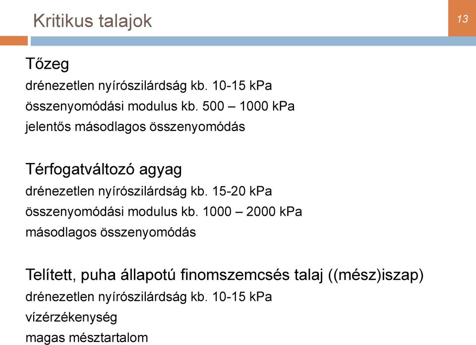 15-20 kpa összenyomódási modulus kb.