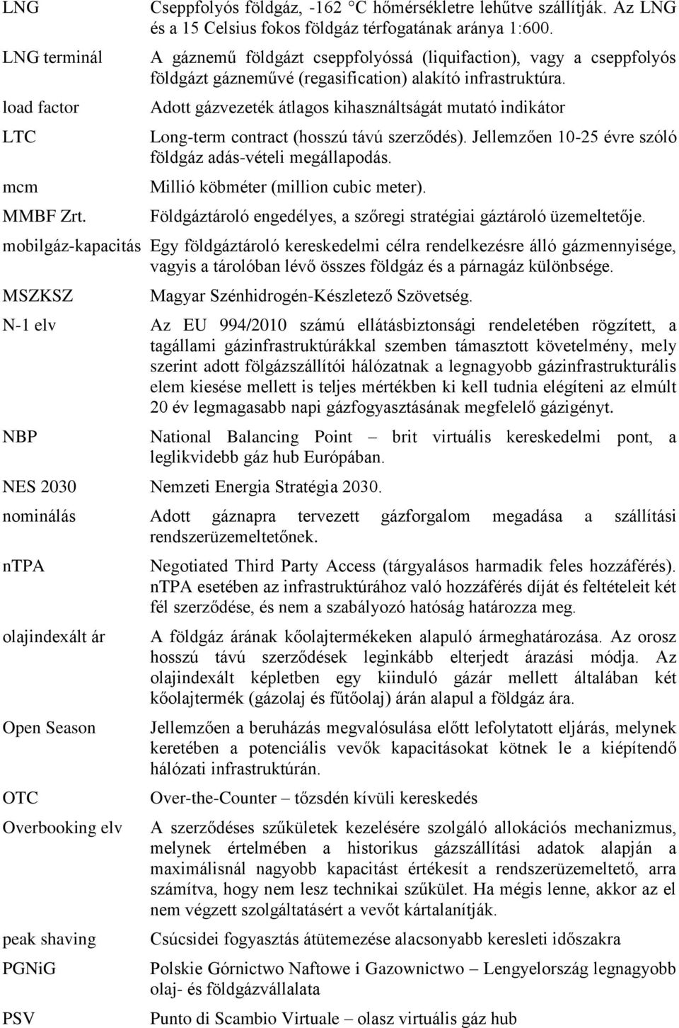 Adott gázvezeték átlagos kihasználtságát mutató indikátor Long-term contract (hosszú távú szerződés). Jellemzően 10-25 évre szóló földgáz adás-vételi megállapodás.