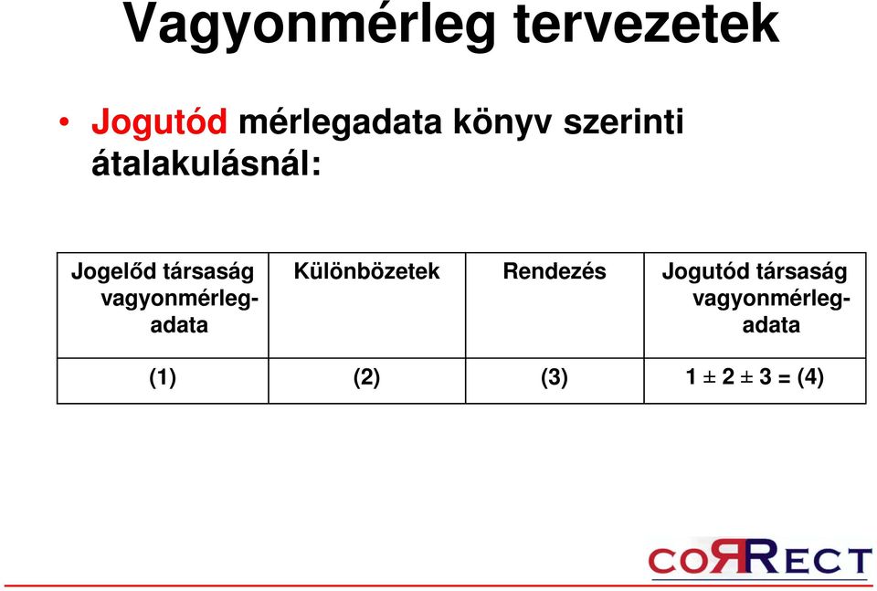 vagyonmérlegadata Különbözetek Rendezés Jogutód