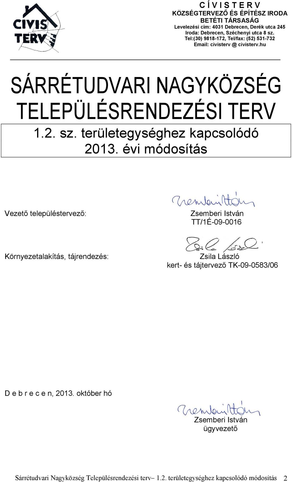 területegységhez kapcsolódó 2013.