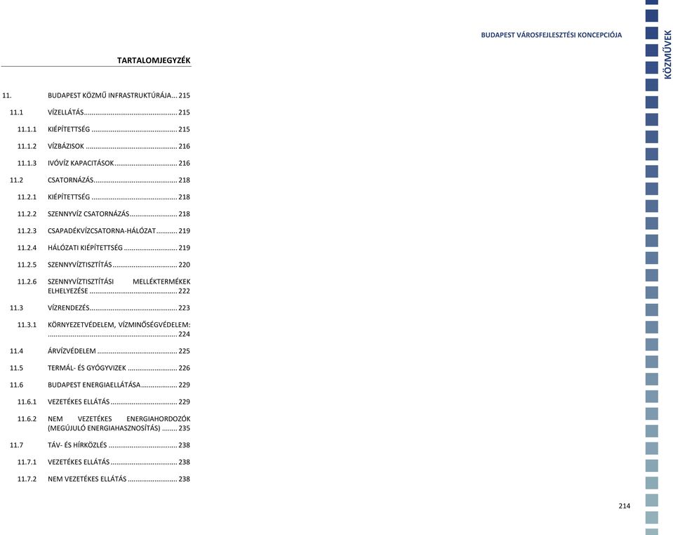 .. 223 11.3.1 KÖRNYEZETVÉDELEM, VÍZMINŐSÉGVÉDELEM:... 224 11.4 ÁRVÍZVÉDELEM... 225 11.5 TERMÁL ÉS GYÓGYVIZEK... 226 11.6 BUDAPEST ENERGIAELLÁTÁSA... 229 11.6.1 VEZETÉKES ELLÁTÁS... 229 11.6.2 NEM VEZETÉKES ENERGIAHORDOZÓK (MEGÚJULÓ ENERGIAHASZNOSÍTÁS).