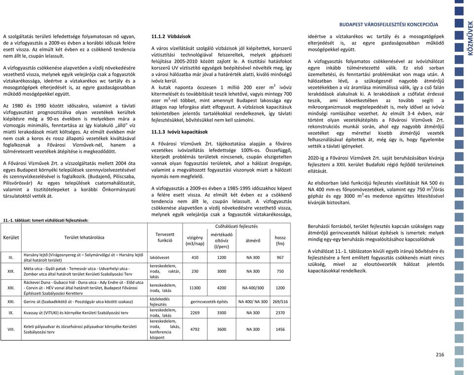 A vízfogyasztás csökkenése alapvetően a vízdíj növekedésére vezethető vissza, melynek egyik velejárója csak a fogyasztók víztakarékossága, ideértve a víztakarékos wc tartály és a mosogatógépek