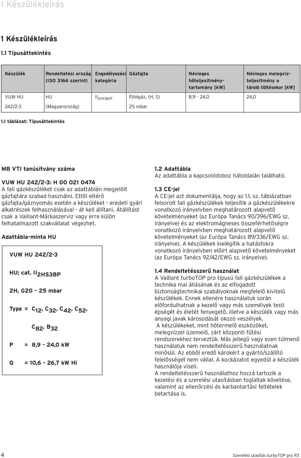 HU II HSB/P Földgáz, (H, S) 8,9-4, 4, 4/- (Magyarország) 5 mbar.